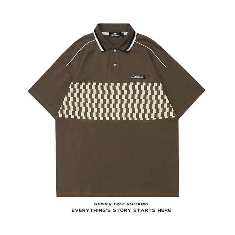 Áo polo Ngắn Tay Phối Màu Tương Phản Phong Cách Retro Mỹ Thời Trang Cho Nam