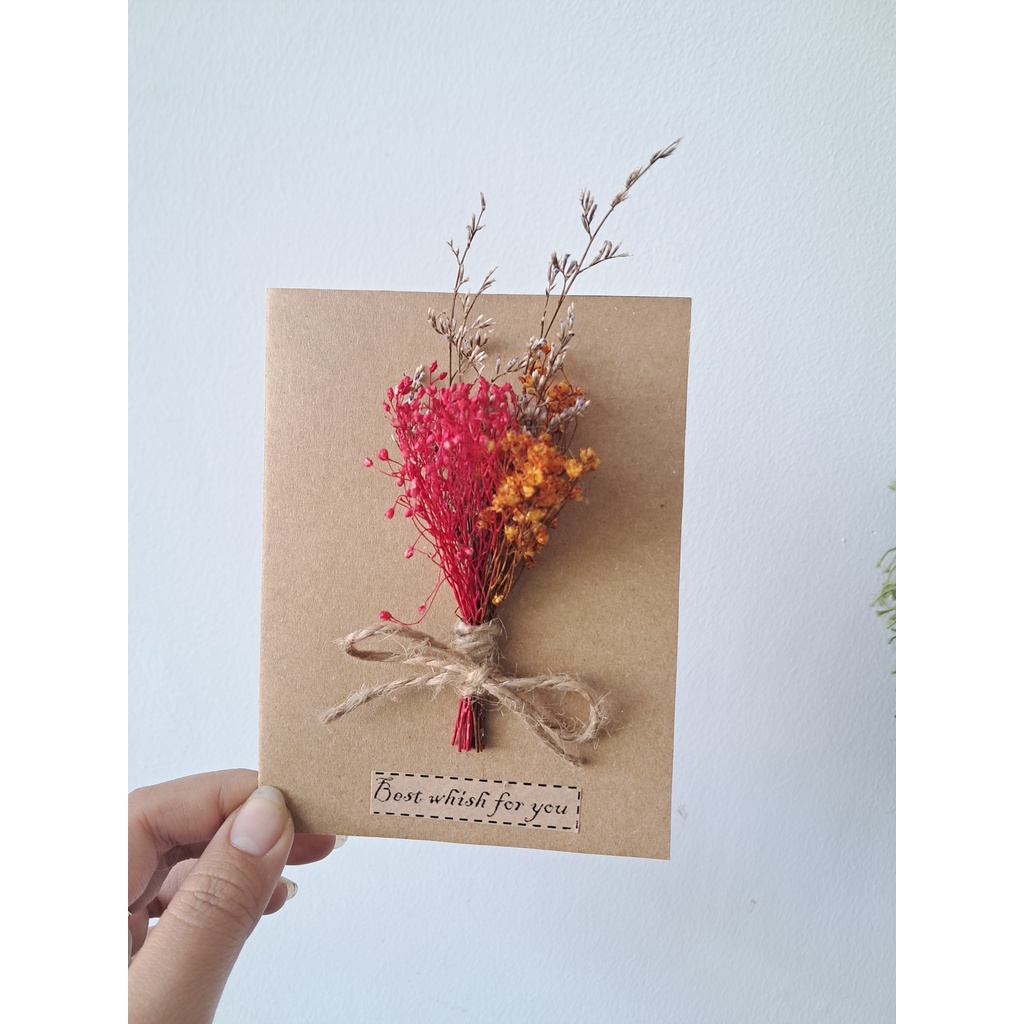 Thiệp hoa khô mini, bỏ vào hộp quà tặng valetine, sinh nhật.