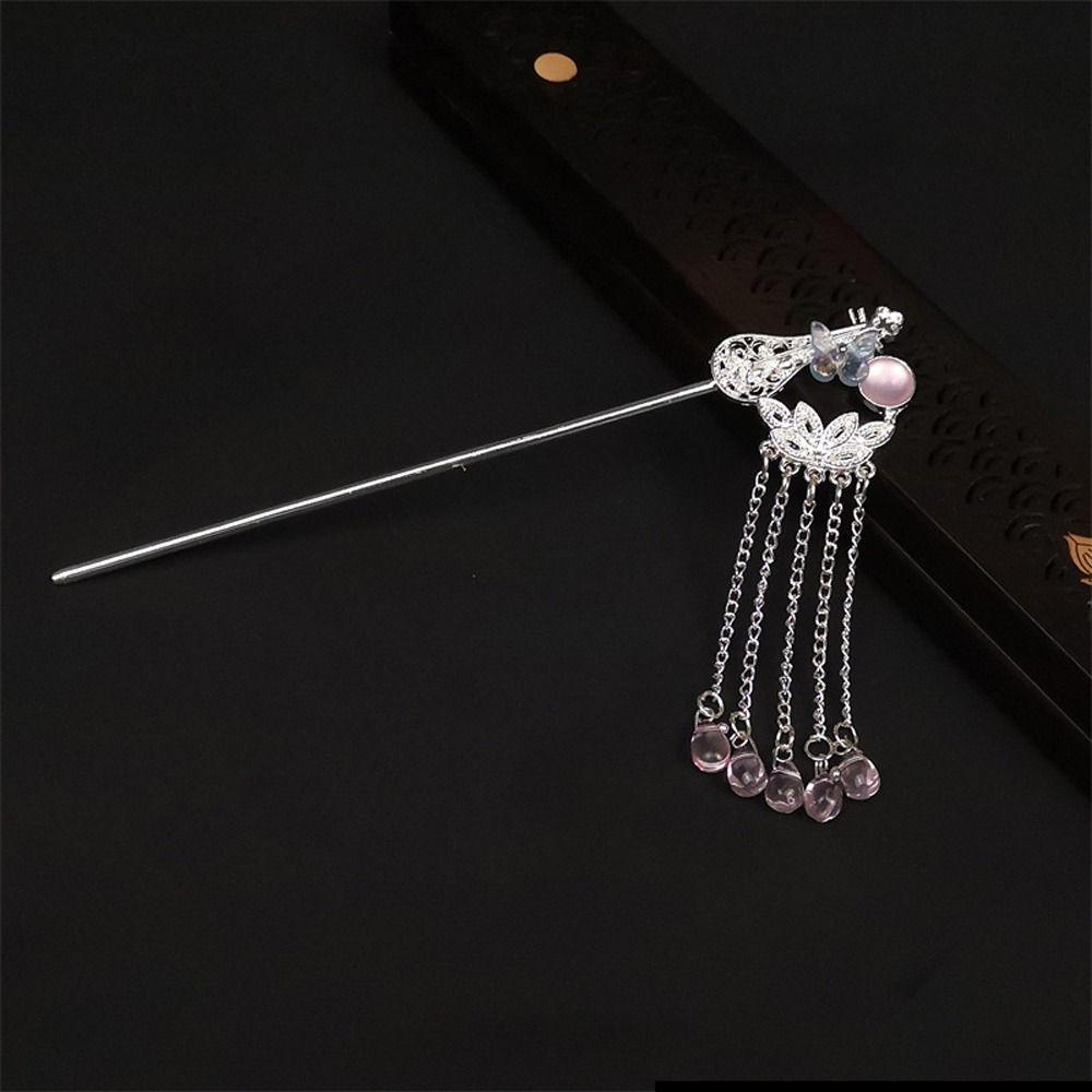 Trâm Cài Tóc Hình Lá Phối Tua Rua Phong Cách Trung Hoa Cổ Điển Cho Nữ