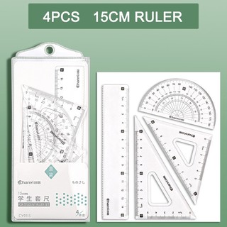 Bộ thước compa và thước kẻ trong suốt hình tam giác dùng trong học toán
