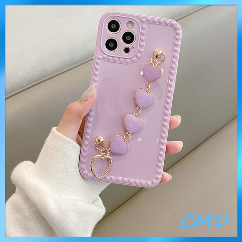 Ốp Lưng phone Vỏ điện thoại màu đồng với dây đeo hình trái tim Cho Iphone 6 / 6S / 6splus / se / 7 / 7plus / 8 / 8plus / X / xs / xsmax / 11 / 12 / 13 / 14 / Plus / pro / pro max-020