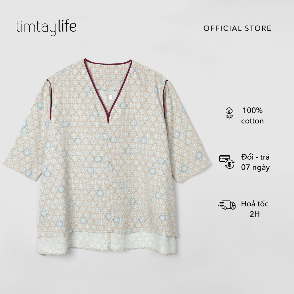 Áo cổ chữ V TimTay Chất liệu cotton 100% mát mịn thích hợp mùa hè - Cửa Hàng Chính Hãng