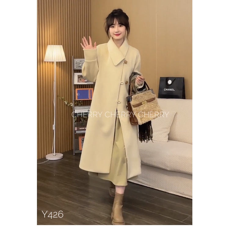 Áo dạ dáng dài cúc chéo sang chảnh Y426