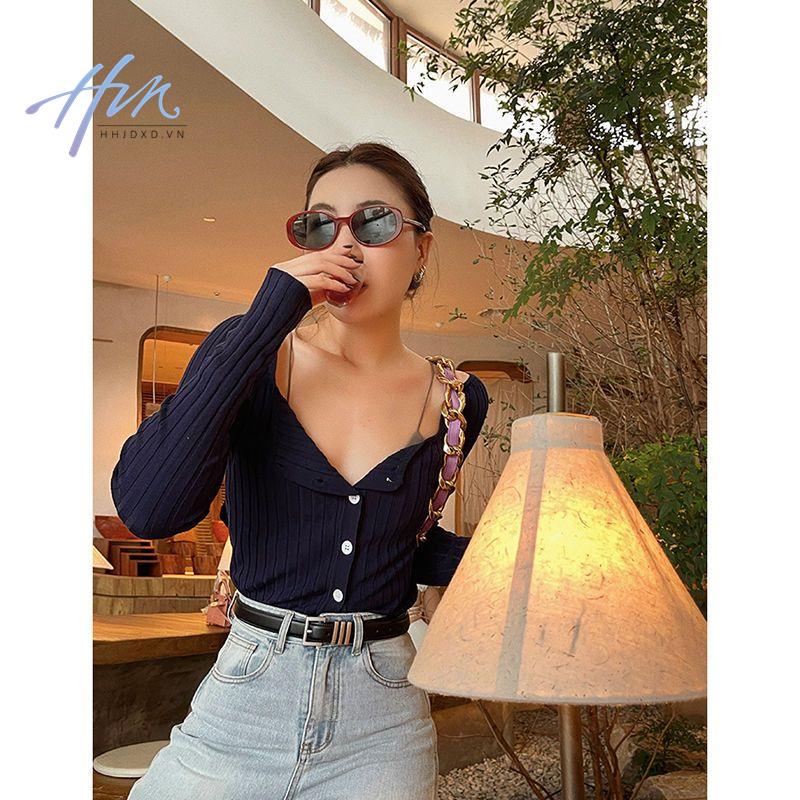 Áo Cardigan Dệt Kim Cổ Vuông Dáng Ôm Thời Trang Mùa Thu 2022 Cho Nữ