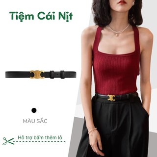 Thắt lưng váy mặt màu đồng cá tính bản nhỏ 1.8cm chữ C-Dây nịt hotgirl tiểu thư da đẹp thời trang cho nữ -Tiệm Cái Nịt