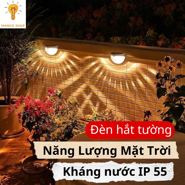 Đèn năng lượng mặt trời bán nguyệt gắn trụ cổng bồn cây tường rào đèn led trang trí ngoài trời kháng nước