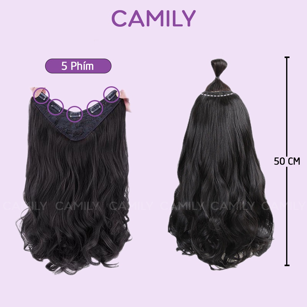 Tóc giả nữ Camily kẹp tóc chữ U 5 phím xoăn sóng làm dày tóc CM05