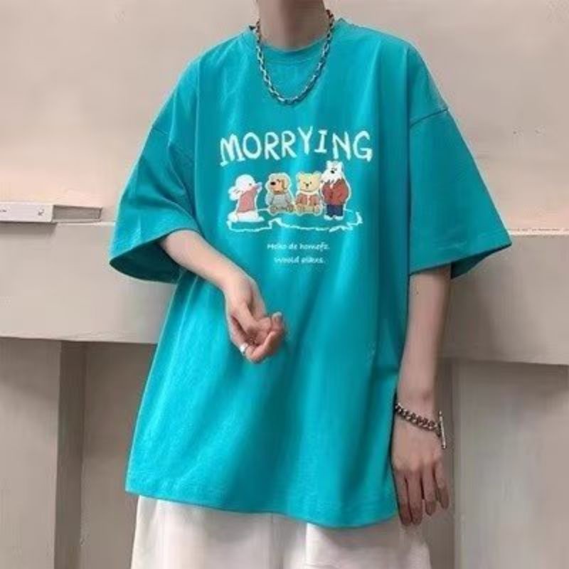 Aokang Áo Thun Tay Ngắn Dáng Rộng Họa Tiết Hoạt Hình anime Thời Trang Mùa Hè Trẻ Trung Cho Nam