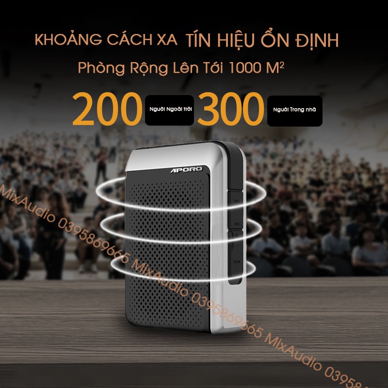 Máy Trợ Giảng APORO T18, Mic Sóng UHF,Mic Sóng 2.4G, Bluetooth, Công Suất 30W, Bảo Hành 12 Tháng