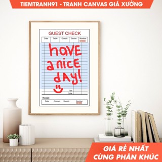 Tranh treo tường Trendy Retro Have A Nice Day Guest Check Poster Quote Wall Art Modern Kitchen Decor Illustration Guest