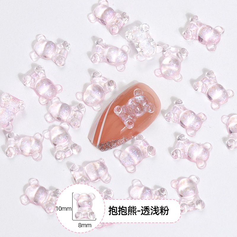 Miếng Dán Trang Trí Móng Tay Trong Suốt Hình Chú Gấu Dễ Thương DIY