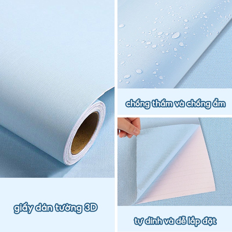 Giấy dán tường một màu Decal Dán Tường Màu 10m Trơn có Keo Sẵn Thời Thượng Trơn Nhám nhiều màu keo sẵn chống nước tốt