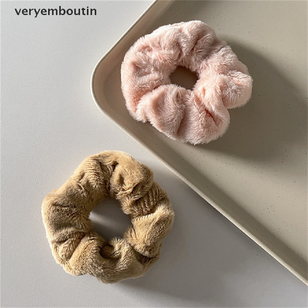 Dây Buộc Tóc Cao Su Bọc Vải Lông Mềm Co Giãn Nhiều Màu Ấm Áp Mùa Đông Cho Nữ