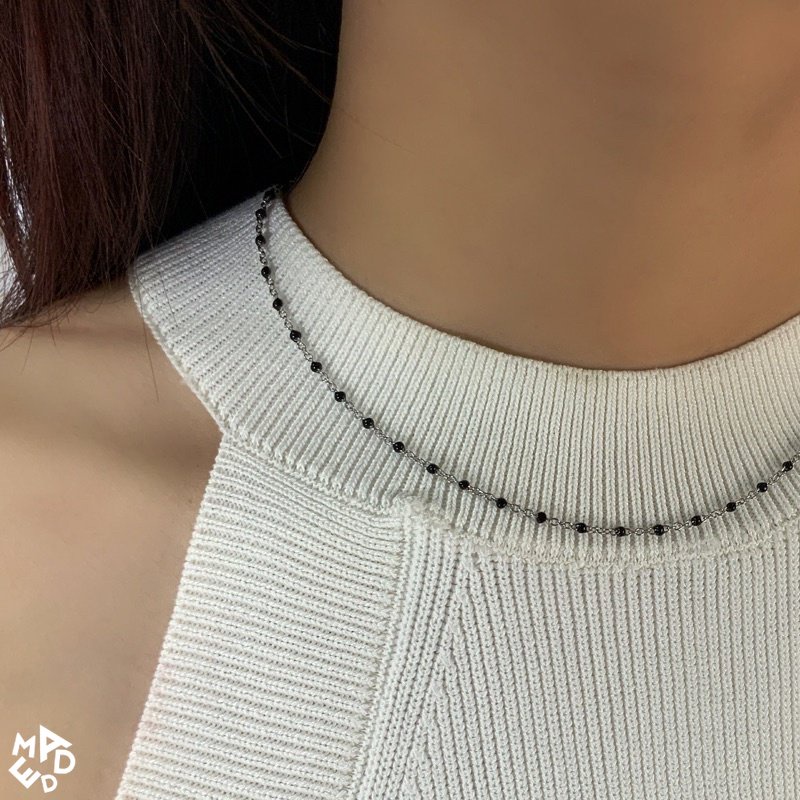 Dây chuyền Titan kết hợp hạt tròn đen Madde - Necklace BOHO