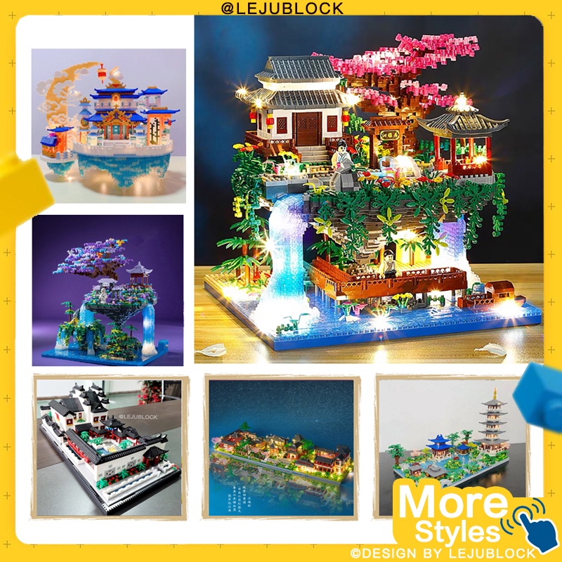 【LEJUBLOCK】mô hình kiến trúc phong cách trung quốc Khối xây dựng Taohuatan đồ chơi cho trẻ em nano block vườn Tô Châu quà sinh nhật Trò chơi lắp hình tứ giác Bắc Kinh Nhà Cây Hoa Anh Đào cung điện mặt trăng nhân vật BÚP BÊ quà tặng cho bạn trai