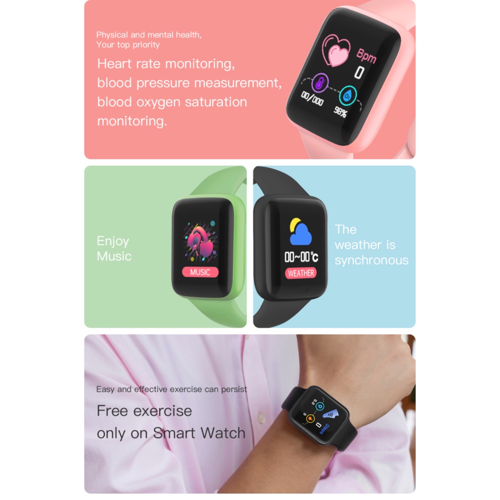 Giao Hàng Miễn Phí Đồng Hồ Thông Minh Chống D 'Gua Kỹ Thuật Số Màn Hình 3c Màu Hồng Cho Nữ