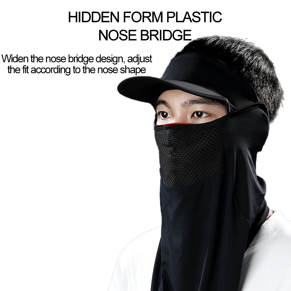 Toàn Bộ Mũ Trùm Đầu Bằng Lụa Lạnh Thoáng Khí Chống Tia UV Bảo Vệ Mặt Toàn Diện