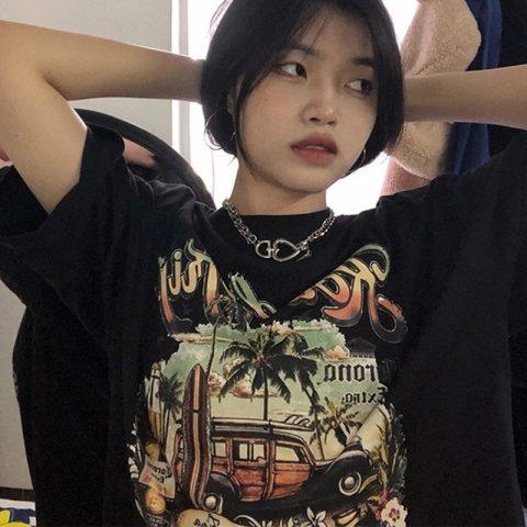 NRVP Áo Thun Tay Ngắn In Hình Thời Trang Đường Phố Hàn Quốc Mới Cho Nữ