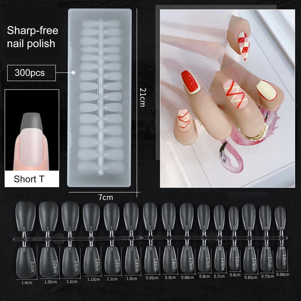 Bộ 300 Móng Tay Giả Ngắn 1mm Siêu Mỏng Không Để Lại Dấu Vết