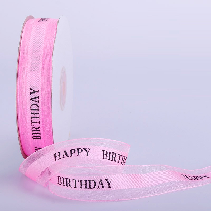 Ruy băng voan chữ ❤️ Happy Birthday ❤️ size 2.5cm  Ruy băng gói quà sinh nhật, gói hoa cao cấp