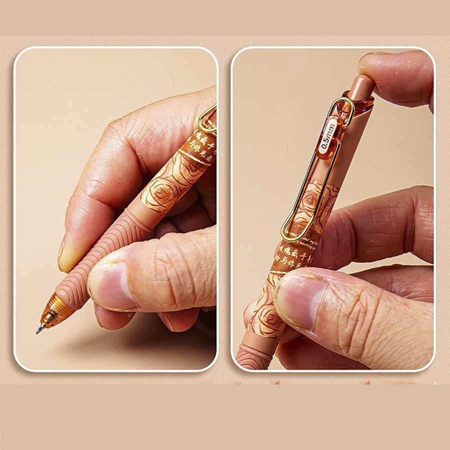 Bút ge vintage B73  mực đen Hoa hồng Rose bút viết nét 0.5mm, viết dễ bâm thương cài kim loại