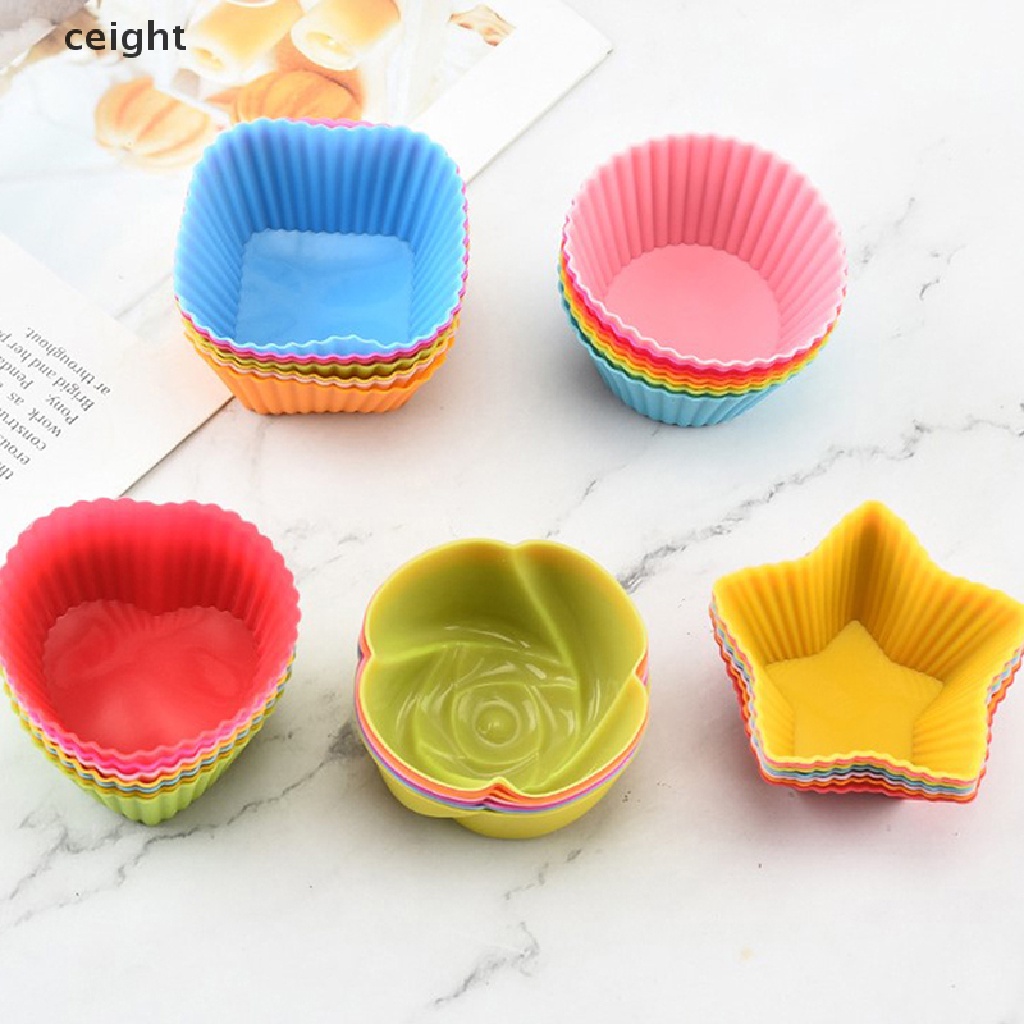 Set 7 Khuôn Silicon Làm Bánh Muffin Hình Tròn Tiện Dụng Cho Nhà Bếp