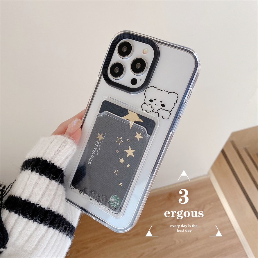 Ốp Điện Thoại TPU Mềm Trong Suốt Có Ngăn Đựng Thẻ 3 Trong 1 Cho IPhone 14 13 12 11 Pro Max X XR Xs Max 8 7 6 6s Plus SE 2020