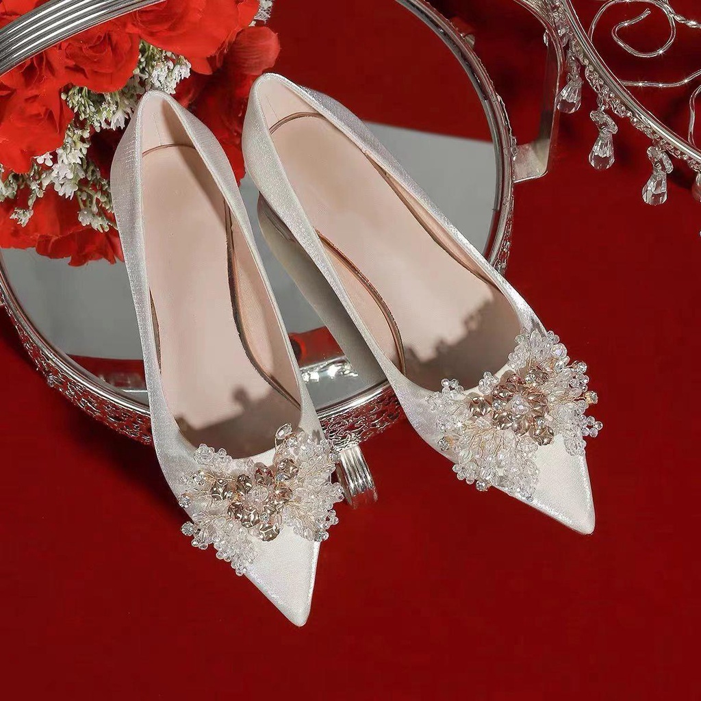 Giày Búp Bê Đế Bằng Thiết Kế Mới Thời Trang Mùa Thu Dành Cho Cô Dâu