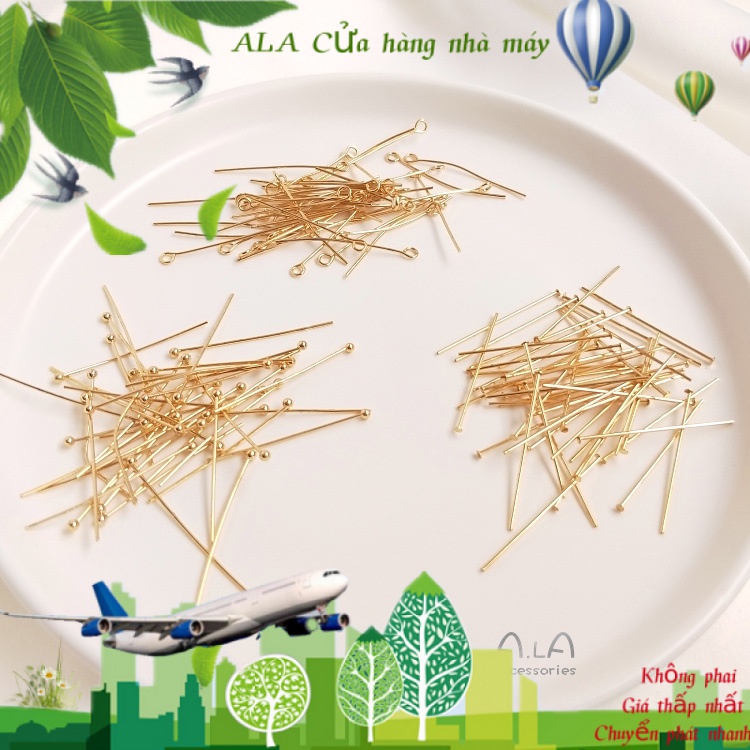 💖Trang sức DIY phụ kiện💖14K vàng pin T pin 9 pin tự làm các phụ kiện làm thủ công bằng tay đầu bằng ngọc Kim đính tai vật liệu[Cây kim/Vòng tay/Vòng cổ/Dây chuyền]
