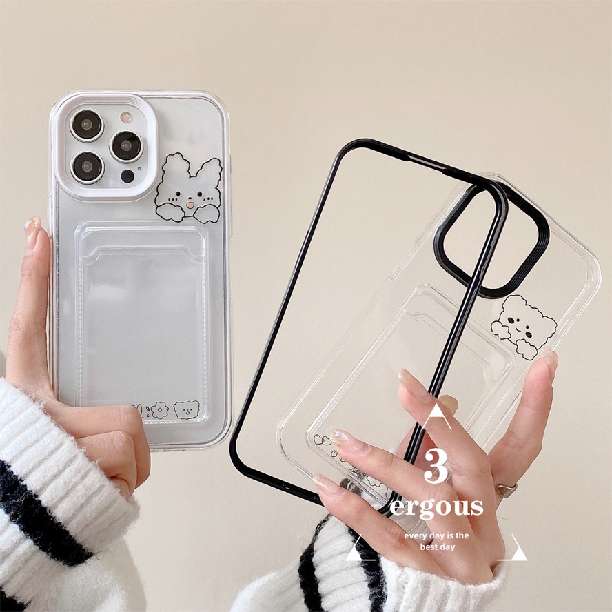 Ốp Điện Thoại TPU Mềm Trong Suốt Có Ngăn Đựng Thẻ 3 Trong 1 Cho IPhone 14 13 12 11 Pro Max X XR Xs Max 8 7 6 6s Plus SE 2020