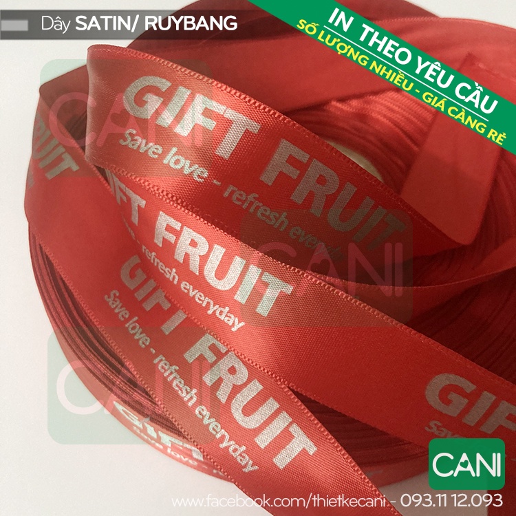 In dây ruy băng (90m) MÀU NỀN TỐI TRƠN / GÂN - theo yêu cầu - ruybang gói quà theo mẫu riêng In Dây lụa CANI