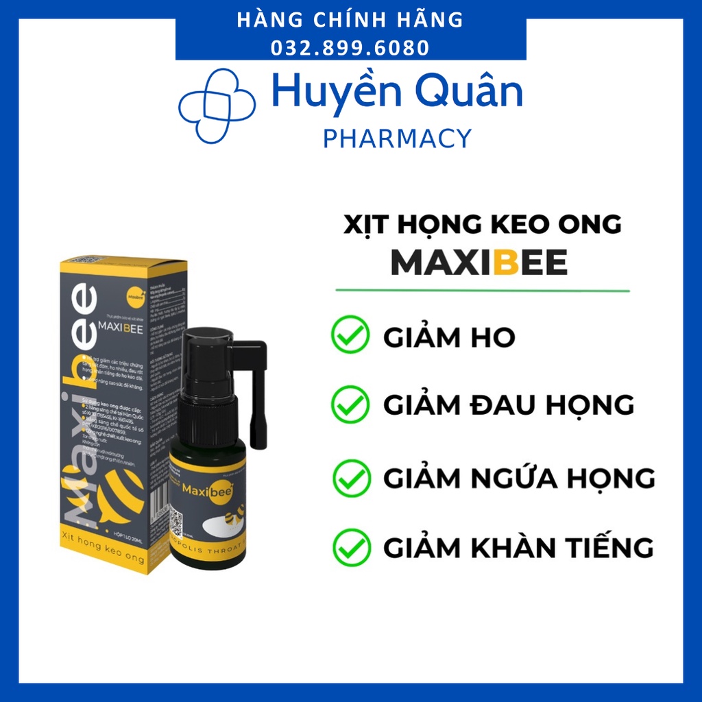 Xịt họng keo ong Maxibee - Hỗ trợ giảm ho, đau rát họng, ngứa họng cho người lớn và trẻ em - Chai 20ml