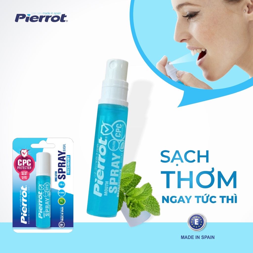 Combo 3 Xịt Thơm Miệng PIERROT Giúp Kháng Khuẩn, Loại Bỏ Mùi Hôi, Cho Hơi Thở Thơm Mát Suốt Cả Ngày Mouth Spray 10ml/lọ