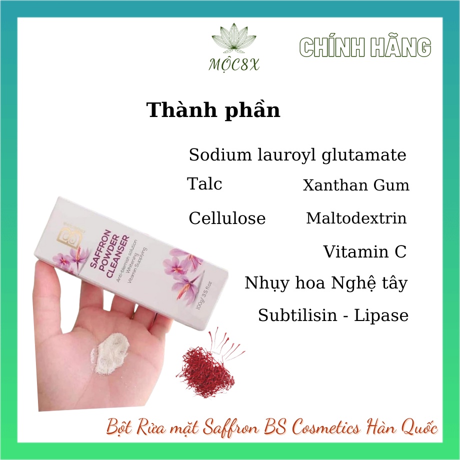 Bột rửa mặt 3in1 tinh chất Saffron - Powder clean Giúp sáng da, giảm mụn, chống lão hóa -Mộc 8X Store