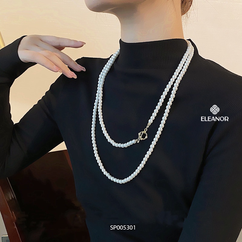 Dây chuyền nữ layer ngọc trai nhân tạo Eleanor Accessories phụ kiện trang sức vòng cổ 5301