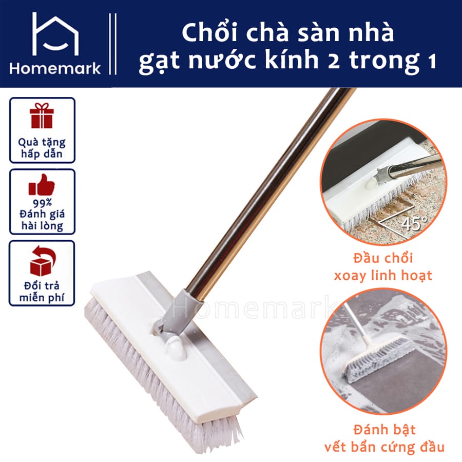 Chổi Chà Sàn Nhà Gạt Nước Kính 2 Trong 1, Dụng Cụ Quét Nhà Tắm Thông Minh 2 Đầu Đa Năng Xoay Linh Hoạt