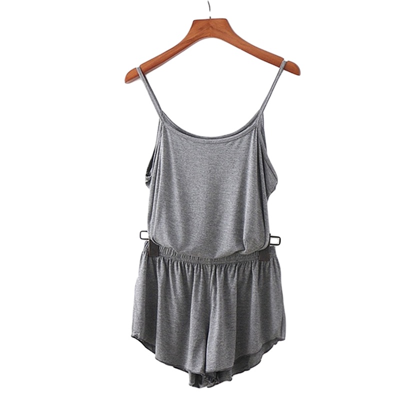 Bộ Đồ Ngủ Áo Croptop Sát Nách Phối Quần Short Màu Trơn Thời Trang Mùa Hè Cho Nữ