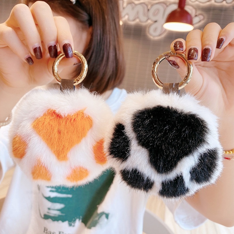 Móc Khóa Hình Móng Vuốt Gấu Bằng Lông Chồn Nhân Tạo Mềm Mại Cho Nữ