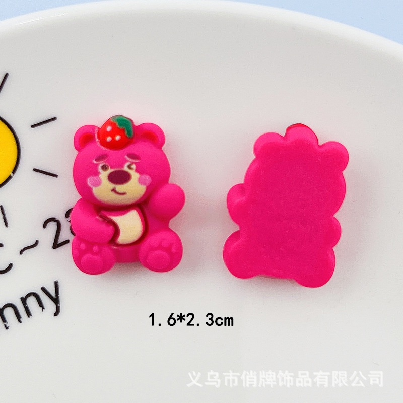 Charm gấu dâu cute | Charm cứng trang trí điện thoại kep tóc DIY slime