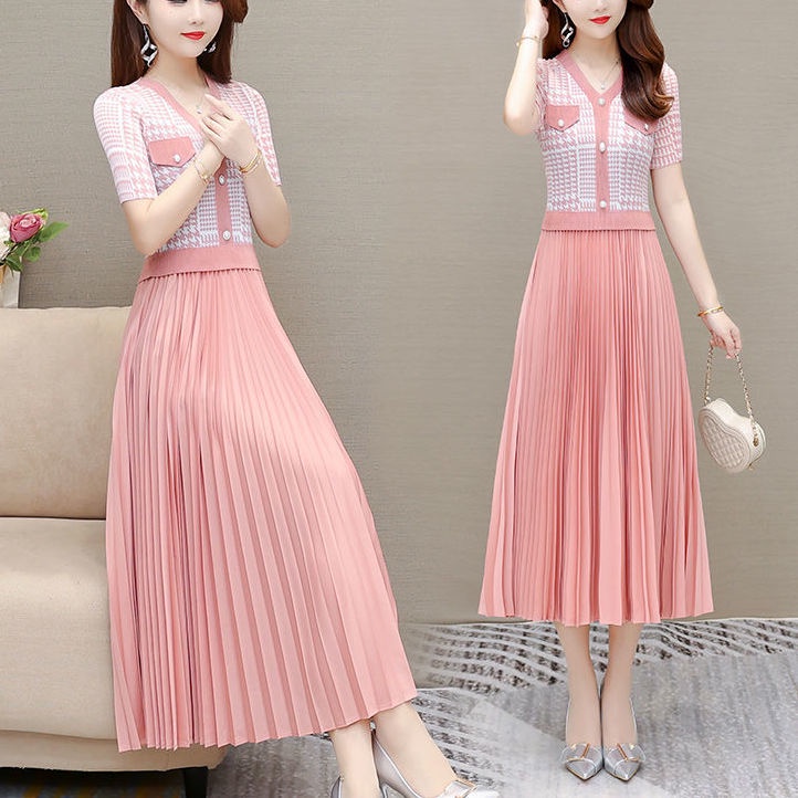 Đầm Cổ Chữ V Xếp Ly Dáng Ôm Phong Cách Hàn Quốc Thời Trang Mùa Hè Xinh Xắn Cho Nữ