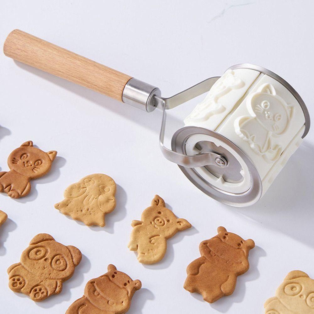 LONTIME Set 8 Cây Lăn Bột Làm Bánh Bằng Nhựa PP Chống Dính Họa Tiết Giáng Sinh