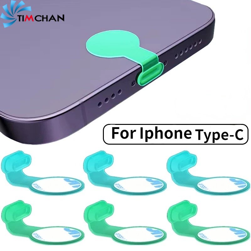 Nút Bịt Cổng Sạc USB Type C Bằng Silicone Phát Quang Chống Bụi Chống Mất Cho Iphone