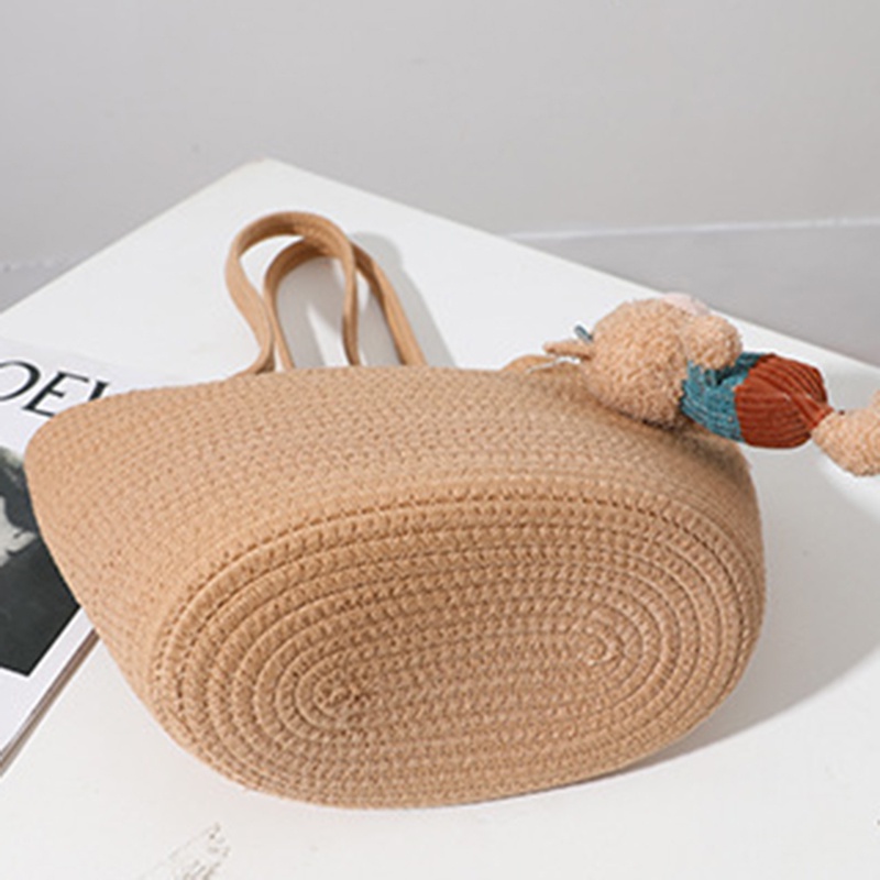 Túi Đeo Vai Đơn Dệt Có Mặt Hình Gấu Phong Cách Hàn Quốc Thời Trang Cho Nữ