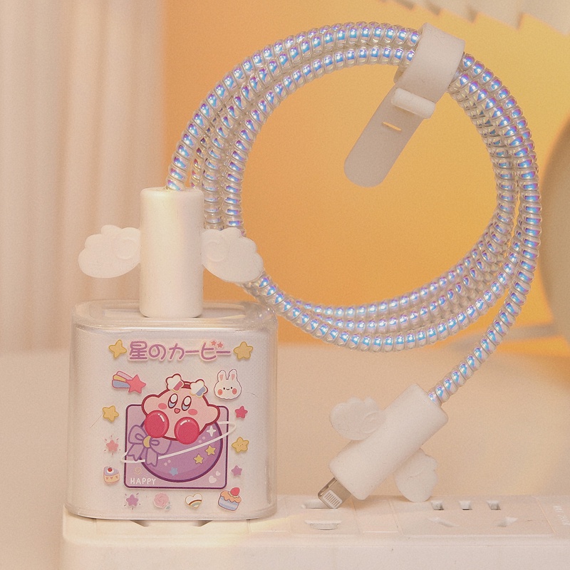 Ốp Điện Thoại Dẻo Màu Laser Họa Tiết Hoạt Hình Chú Chó / Thỏ Dễ Thương Cho Iphone 18 / 20W Kèm Dây Cáp 1.6m