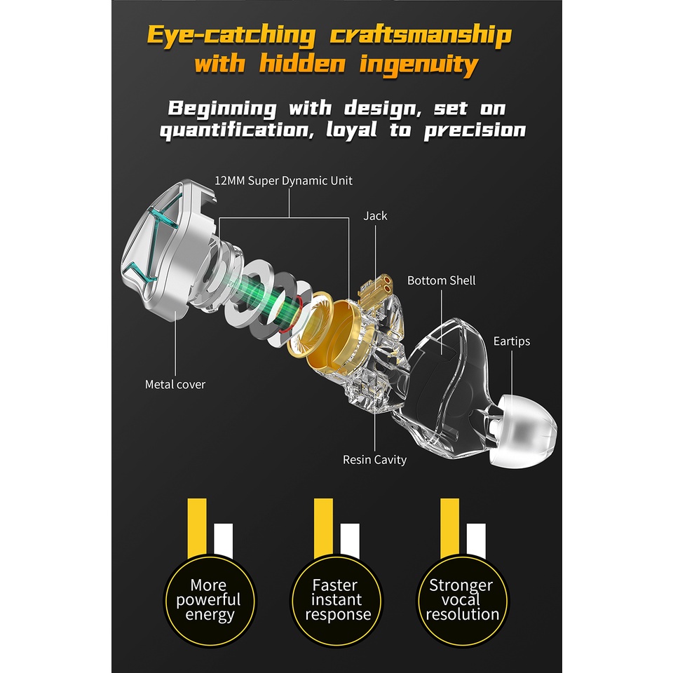 Kz Tai Nghe Nhét Tai Jack 12mm Có Micro Âm Thanh hifi Sống Động