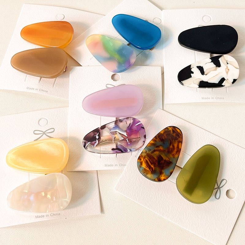 Set 2 Kẹp Tóc Mỏ Vịt Màu Tương Phản Dễ Thương Thời Trang