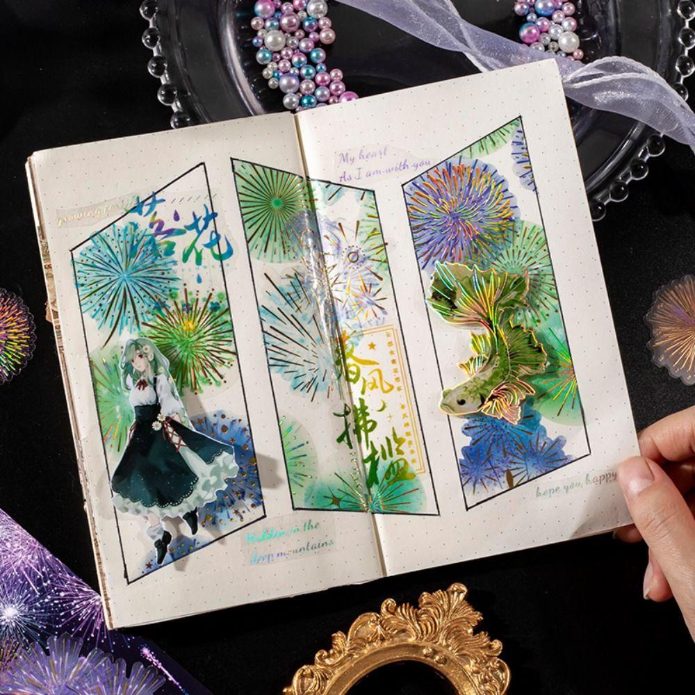 Miếng Dán PVC Hình Pháo Hoa Vintage Lãng Mạn Trang Trí Album