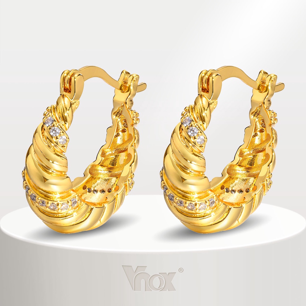 Vnox Khuyên Tai Đính Đá Zircon Trắng Sang Trọng Cho Nữ