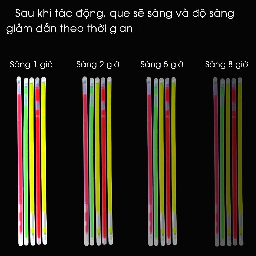 Que phát sáng vòng tay phát sáng dạ quang Hộp 100 cây nhiều phản quang nhiều màu sắc