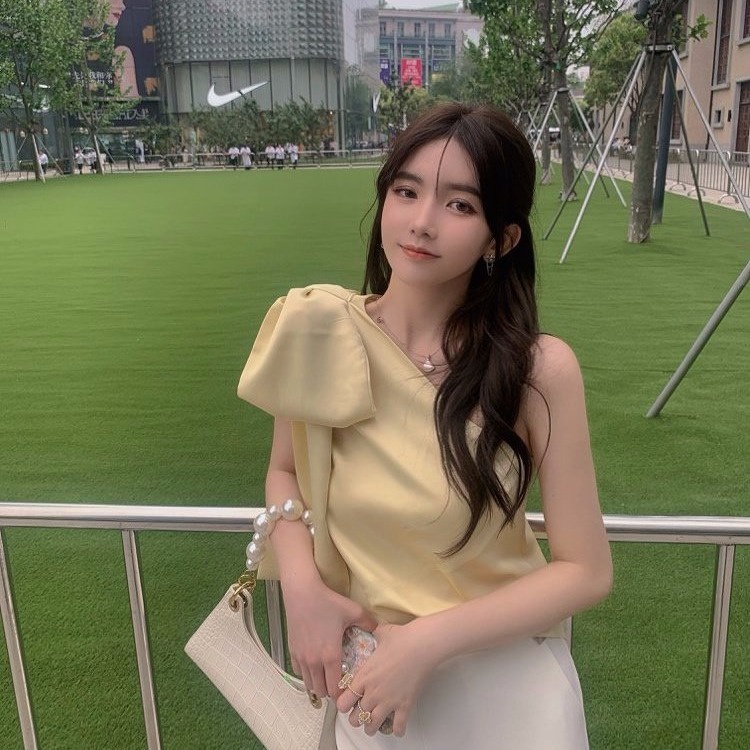 Áo Thun Mùa Hè Hàn Quốc 2023 Thắt Nơ Cho Nữ